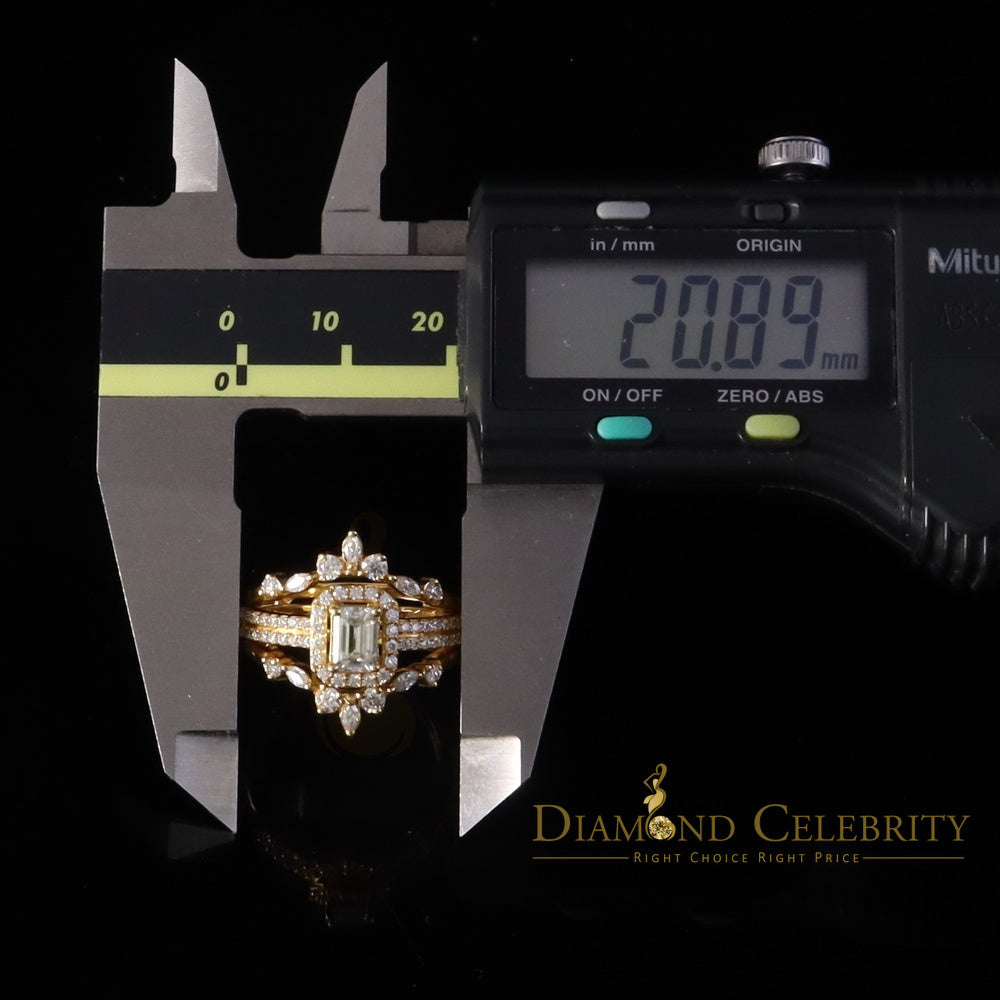 DiamondCelebritees Solitaire Enhancer Guard Wrap Ring Insert 2CT Moissanite 925 Silver Yellow SZ 7