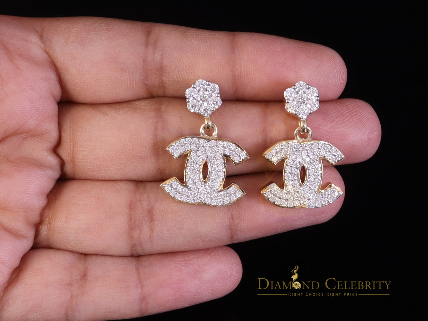 DiamondCelebritees Mens/Womens 925 Silver Yellow 1.00ct VVS 'D' Moissanite Chanel stud Earrings