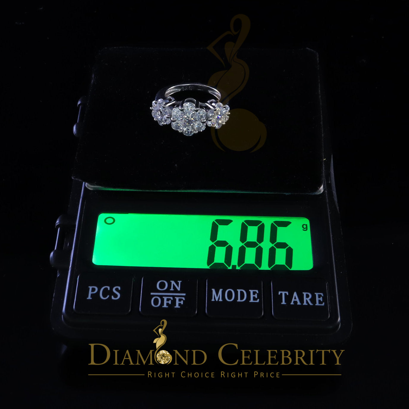 DiamondCelebritees 925 Sterling White Silver Floral-Shaped Cubic Zirconia 2.0ct Womens Ring Size 7