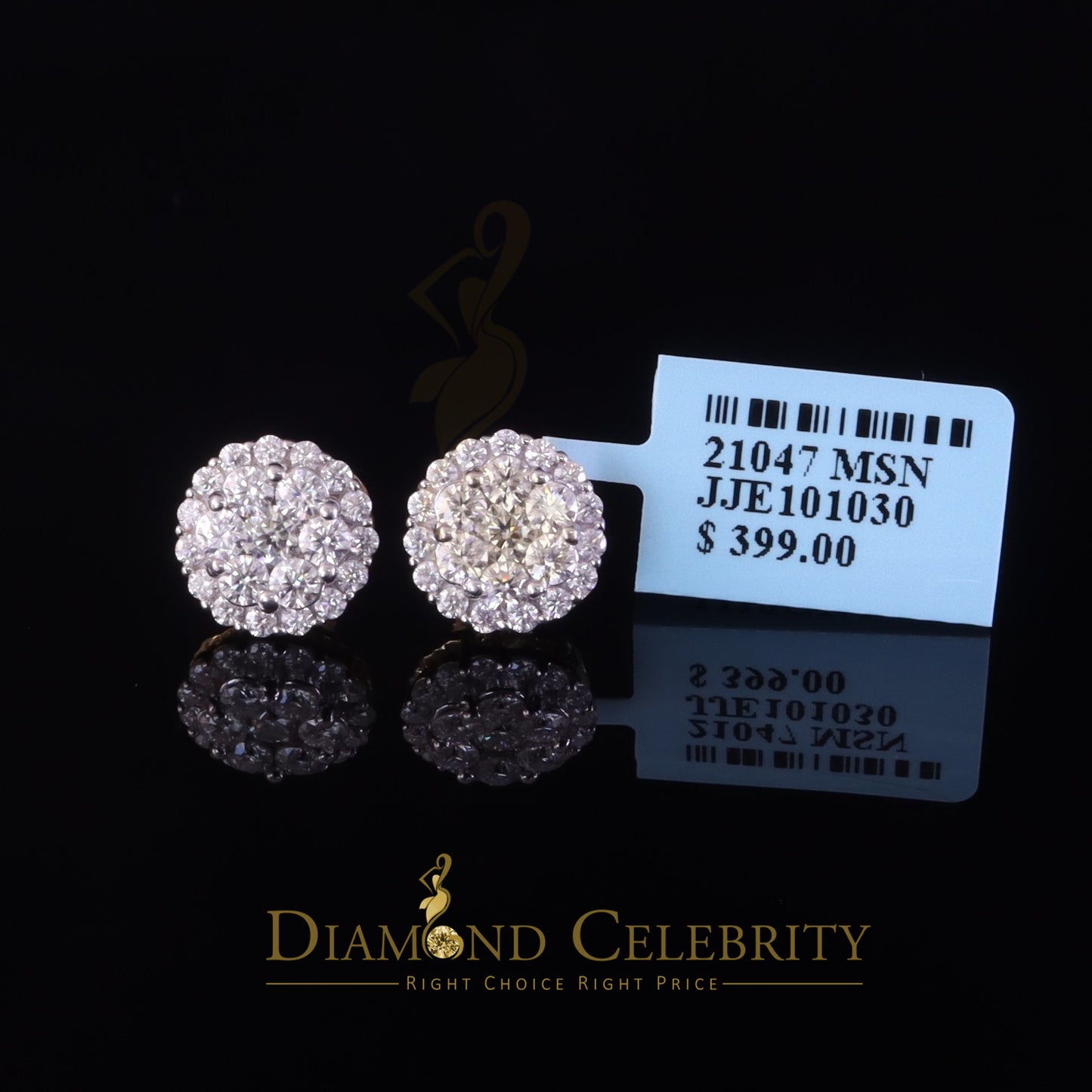 DiamondCelebritees Men's/Womens 925 Silver Yellow 1.66ct VVS 'D' Moissanite Round Stud Earrings