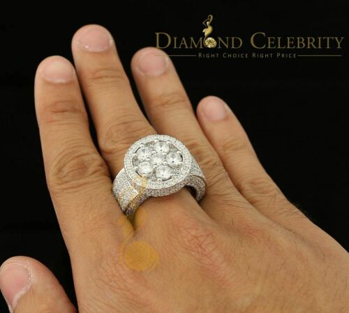DiamondCelebritees White 925 Silver Sterling 14.00ct Round Cubic Zirconia Fashion Men's Ring SZ9.5