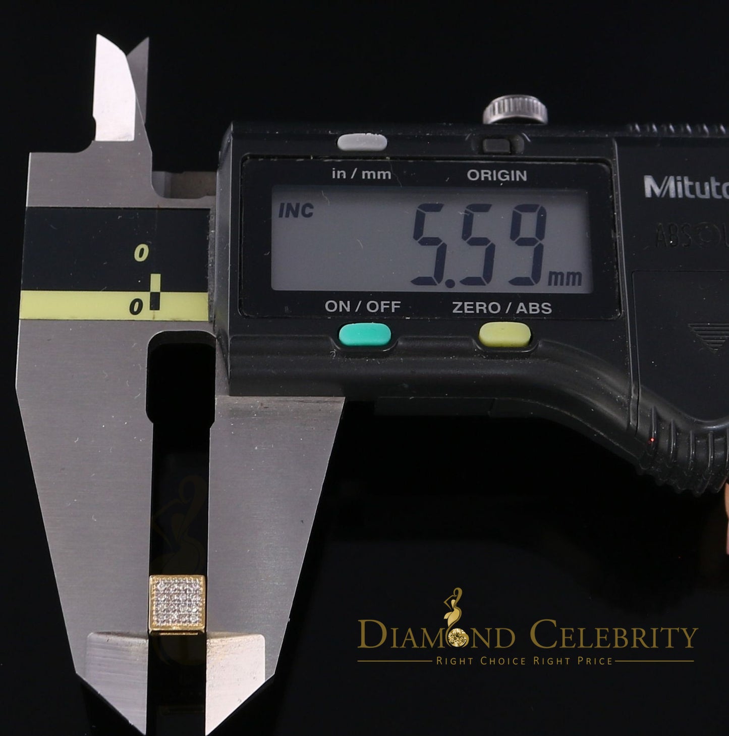 DiamondCelebriteesReal 10K Yellow Gold Square Earrings with 0.10CT Real Diamonds
