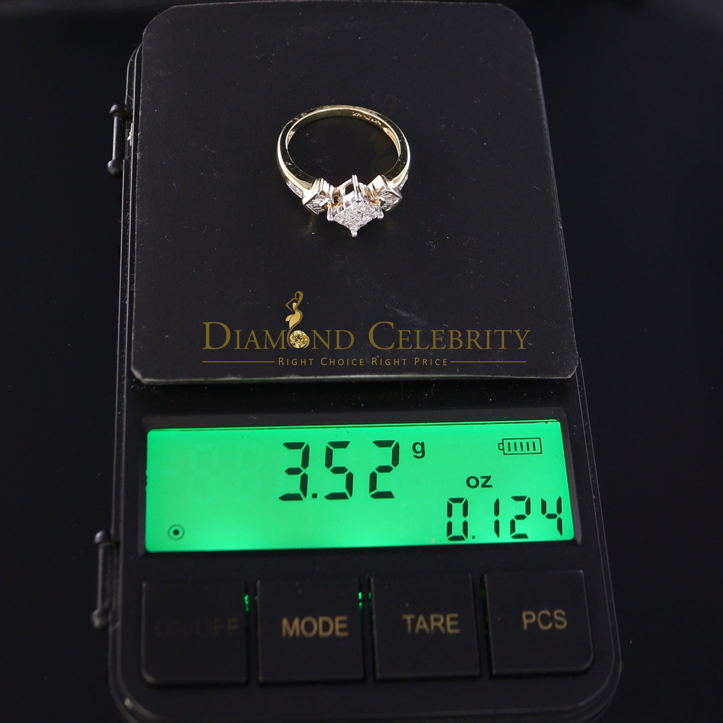 DiamondCelebritees Real 14kt Yellow Gold 0.33CT Real Diamond Past Present Future Ring Size 6.5