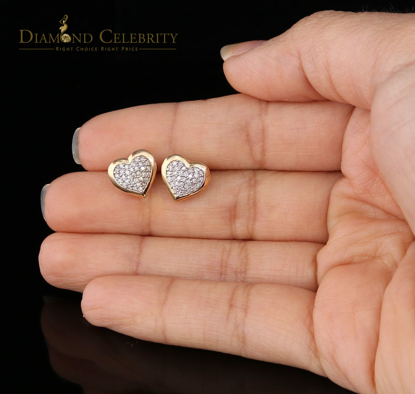 DiamondCelebritees10K Real Yellow Gold with 0.25CT Real Diamond Men's/Women's Stud Micro Earring