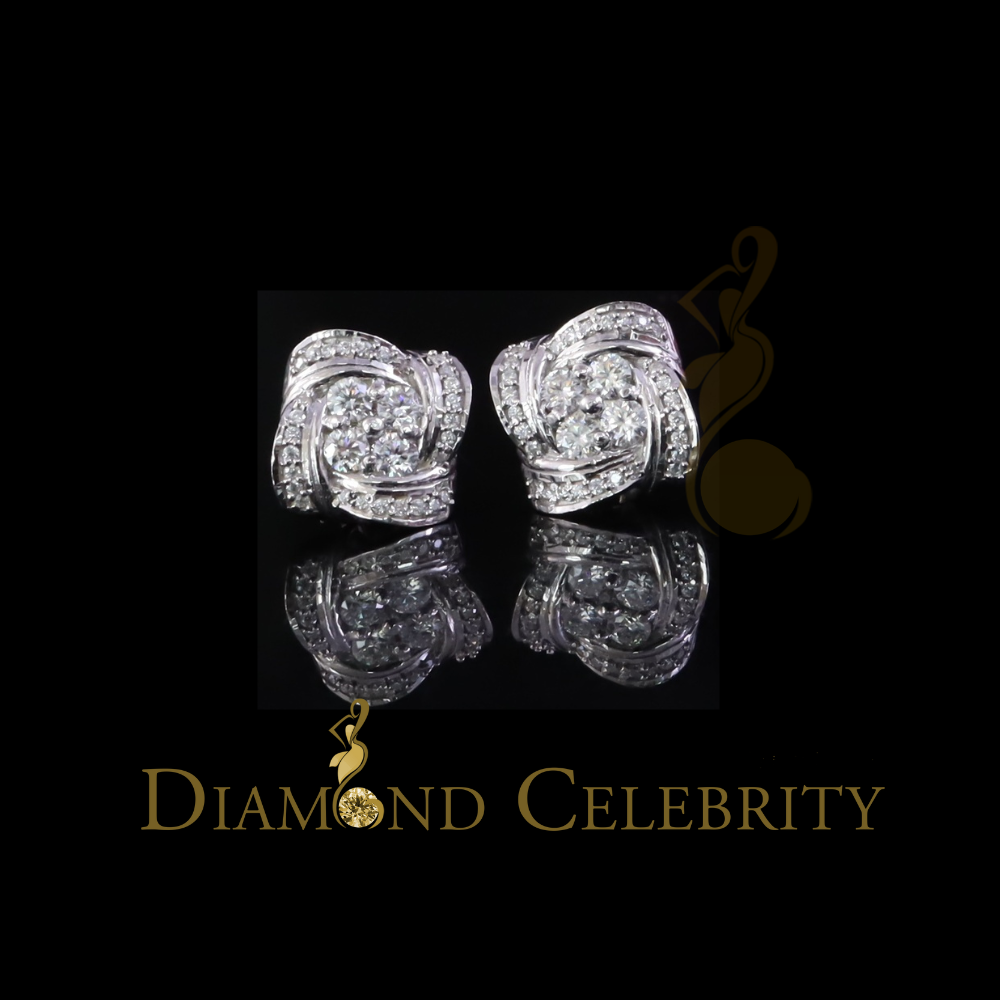 Diamondcelebritees Best 1.00ct VVS D Moissanite 925 White Silver Men's/Womens Knot Stud Earrings