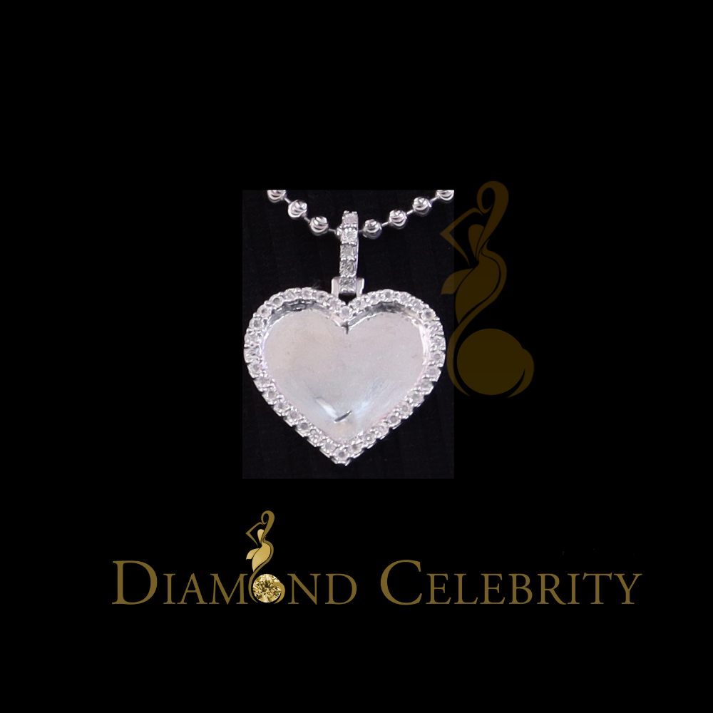 DiamondCelebritees Real 0.10ct Diamond 925 Sterling Silver "1.00" Heart PICTURE Charm White Pendant
