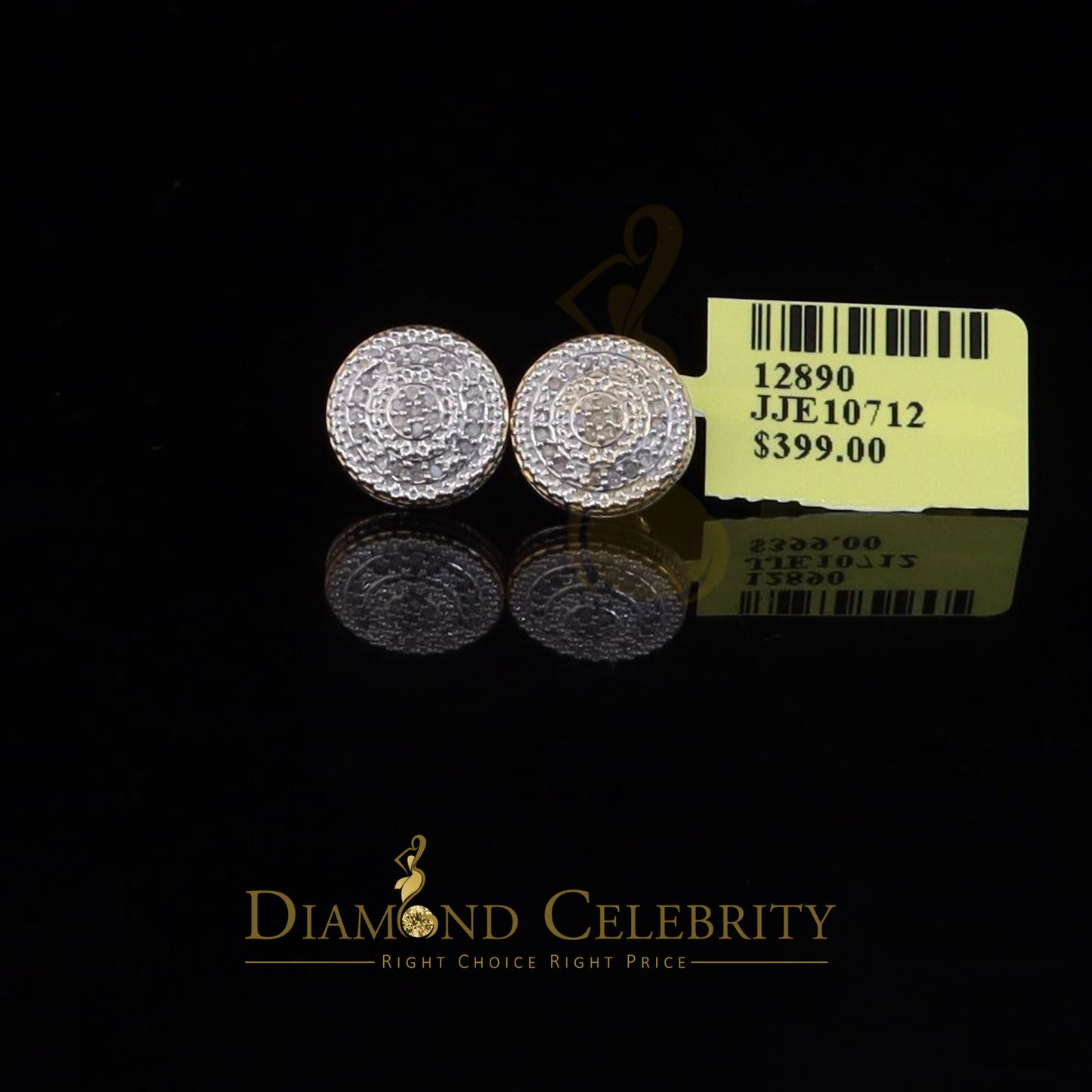 DiamondCelebritees 0.15ct Diamond 925 Sterling Silver Yellow Round Earrings For Women 's / Men's
