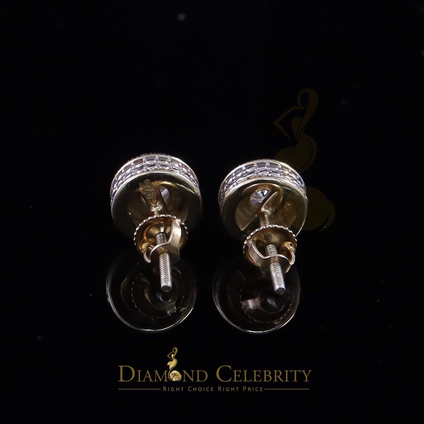 DiamondCelebritees Men's/Womens 925 Silver Yellow 0.50ct VVS 'D' Moissanite Round Stud Earrings