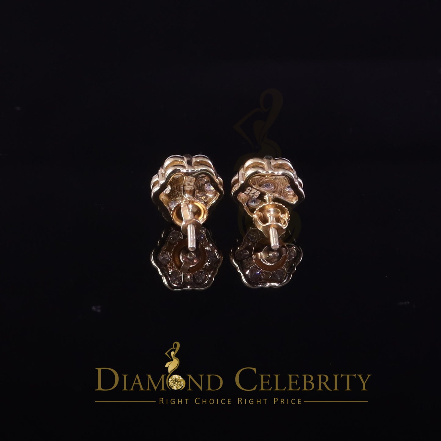 DiamondCelebritees Men's/Womens 925 Silver Yellow 1.66ct VVS 'D' Moissanite Floral Stud Earrings