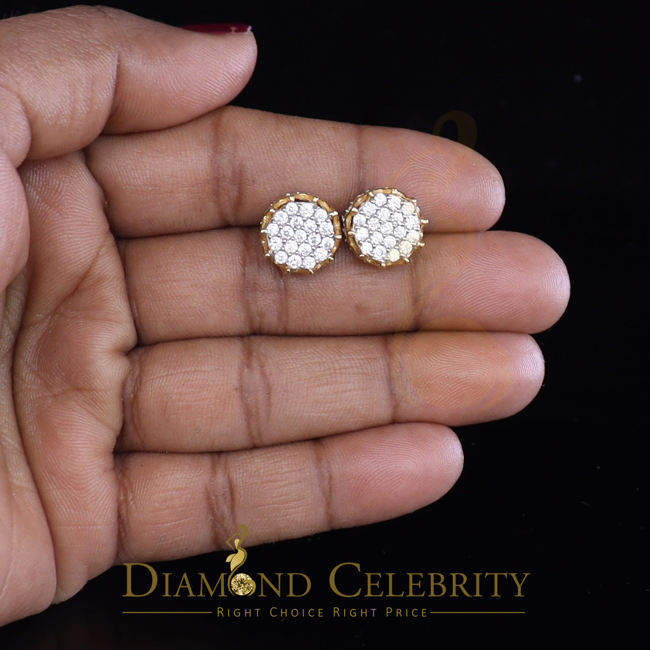DiamondCelebritees Hip Hop Yellow 925 Silver 2.04ct Cubic Zirconia Women's & Men's Floral Earrings