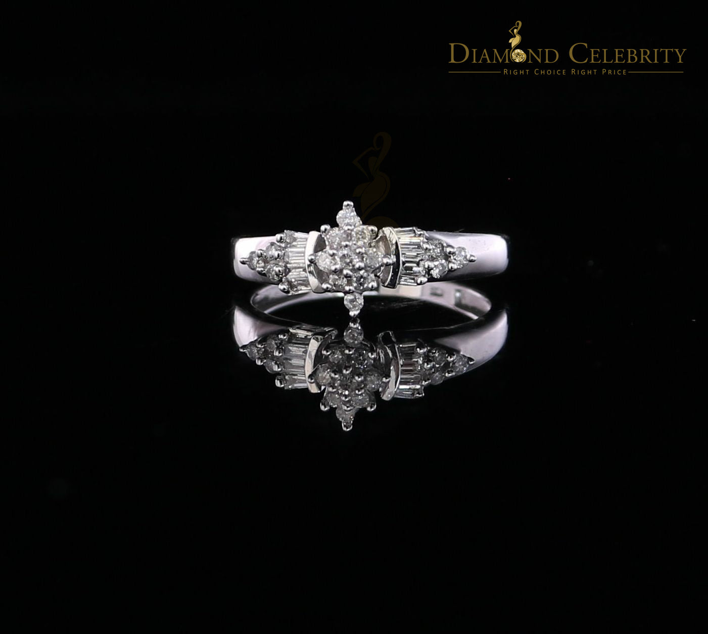 DiamondCelebritees Real 10k White Gold with 0.25CT Real Diamond Womens Diamond shape Ring Size 7