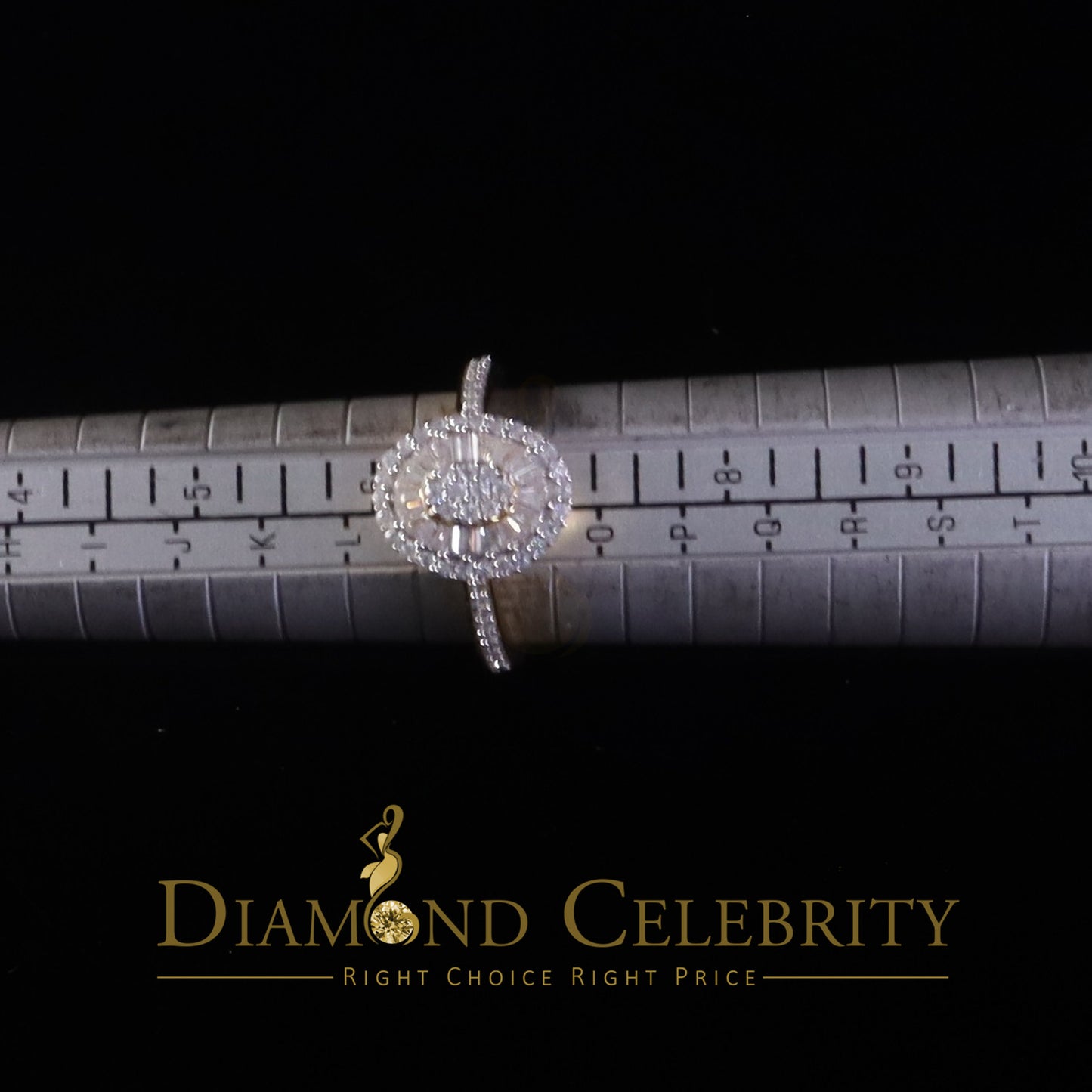 DiamondCelebritees Womens 925 Sterling Silver Yellow 1.0ct VVS D Baguette Moissanite Oval Ring SZ 7