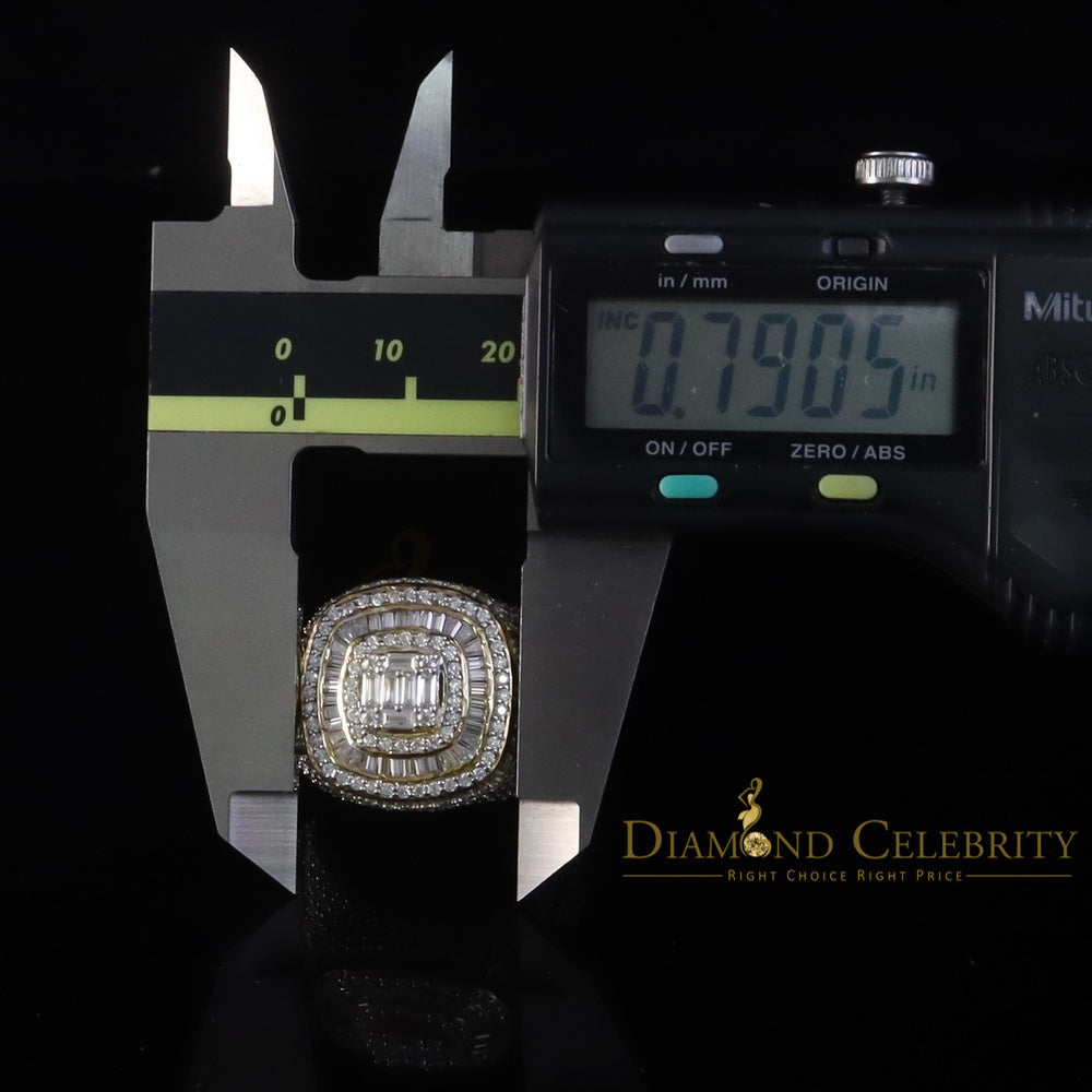 DiamondCelebritees Men's 925 Sterling Silver 5.50ct VVS 'D' Moissanite Yellow Round Rings Size 10