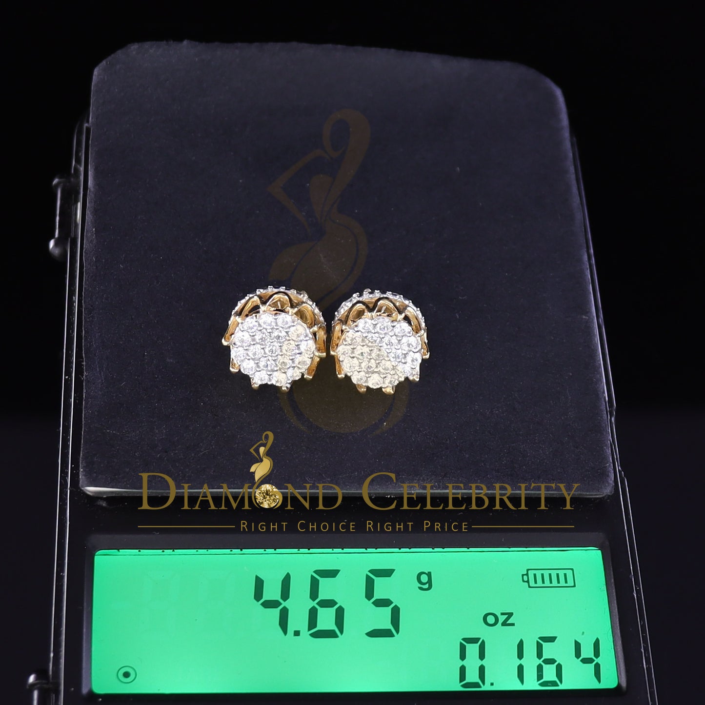 DiamondCelebritees Hip Hop Yellow 925 Silver 2.04ct Cubic Zirconia Women's & Men's Floral Earrings