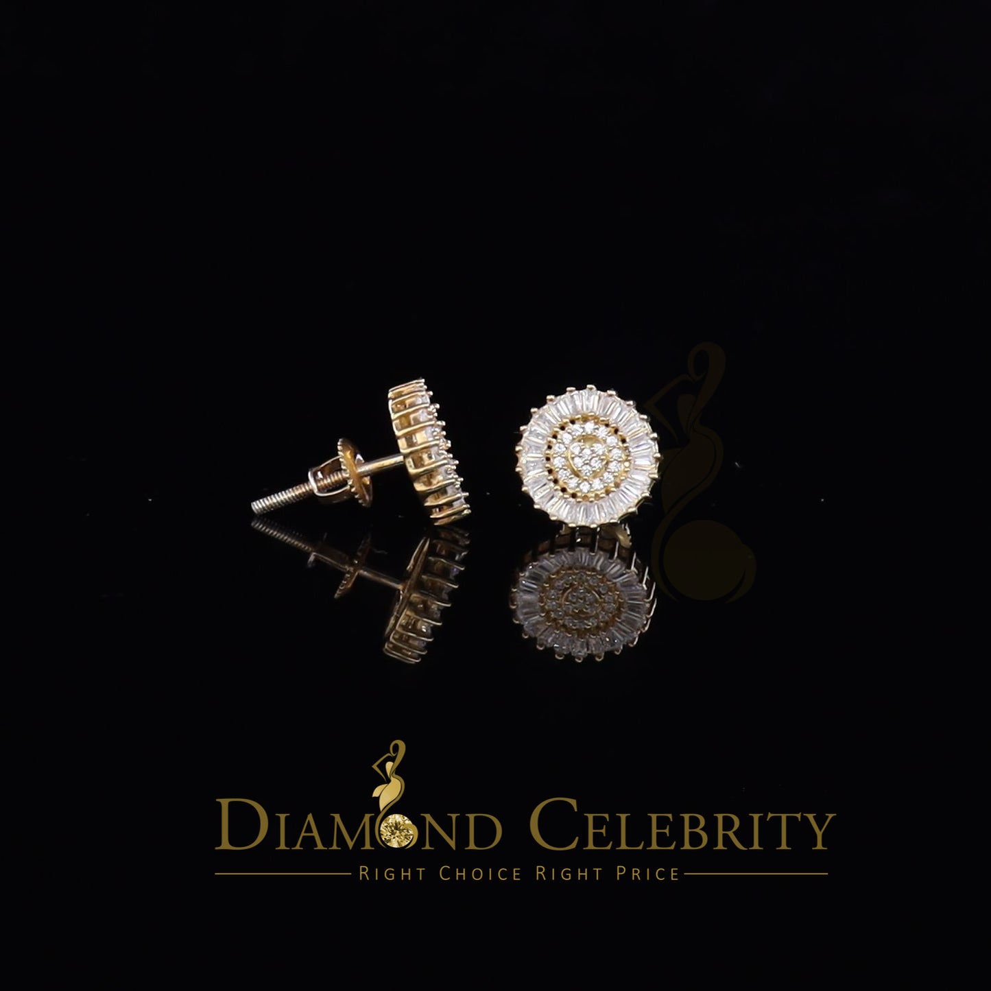 DiamondCelebritees Yellow 925 Sterling Silver 0.24ct Cubic Zirconia For Women's Round Earrings