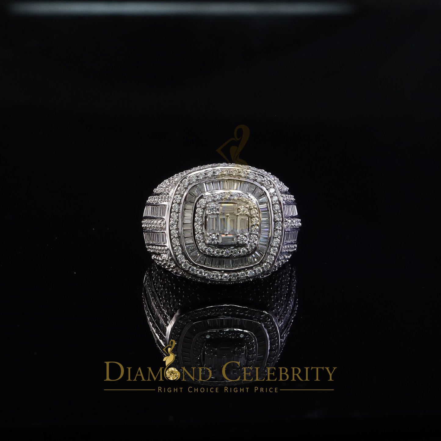 DiamondCelebritees 925 Sterling White Silver 5.50ct VVS 'D' Moissanite Round Rings SZ 10 for Men's