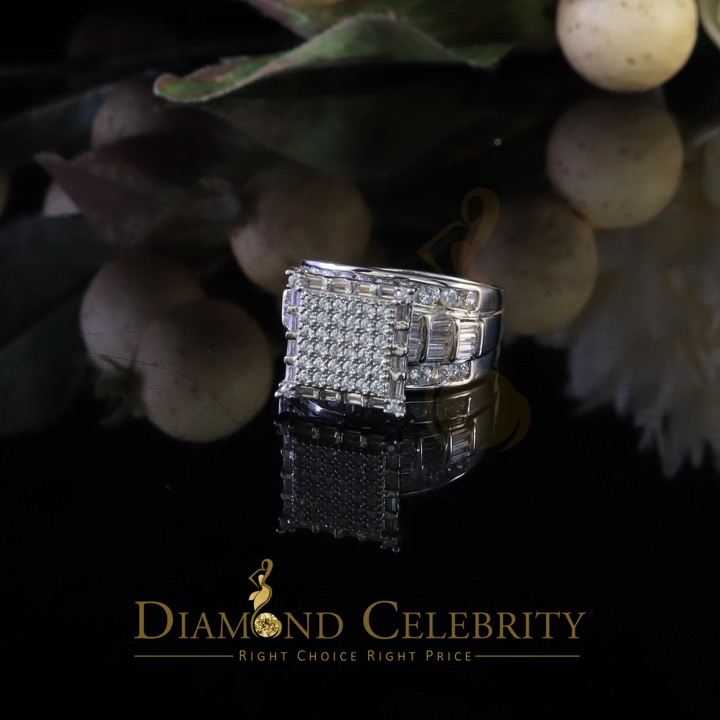 DiamondCelebritees Womens 6.04ct White Cubic Zirconia Silver Fashion Square Womens Ring Size 9