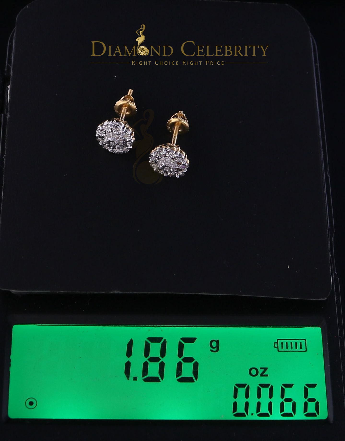 DiamondCelebritees10K Real Yellow Gold Real Micro Diamond 0.15CT Men's/Women's Stud Earring