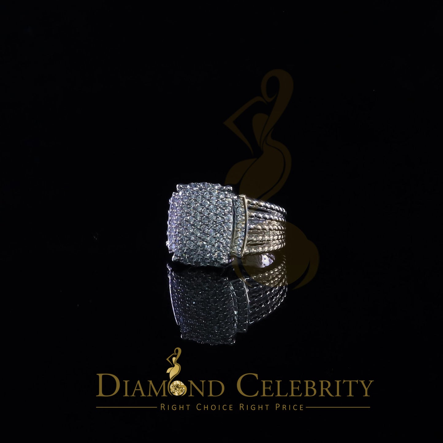 DiamondCelebritees Silver Sterling White 1.95ct Cubic Zirconia Adjustable Men Ring From SZ 8 to 10
