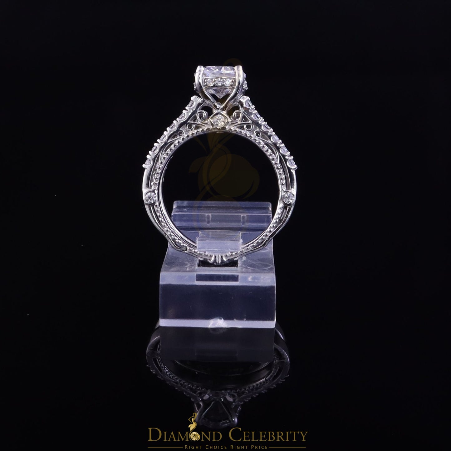 DiamondCelebritees 4.29ct White Cubic Zirconia 925 Sterling Silver Bridal Fashion Womens Ring SZ 7