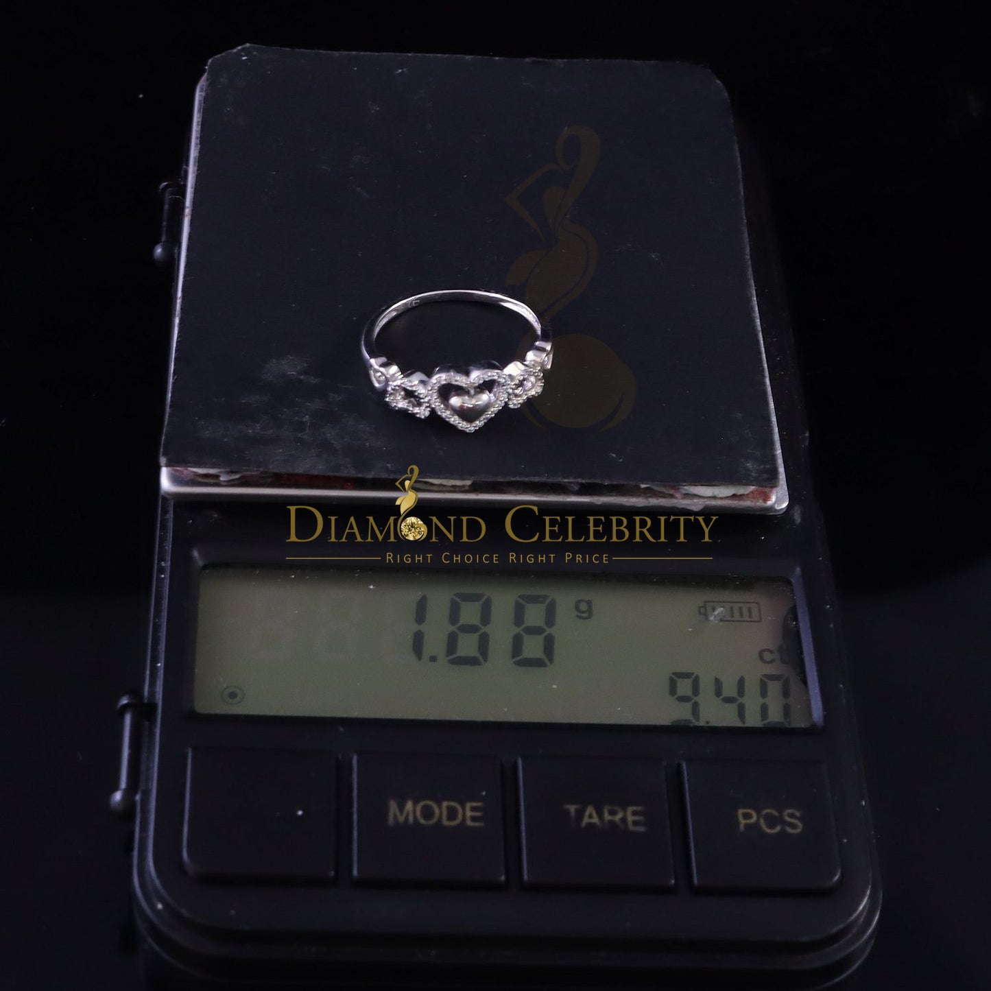 DiamondCelebritees Sterling White Silver 0.25ct Cubic Zirconia Engagement Heart Womens Ring Size 7