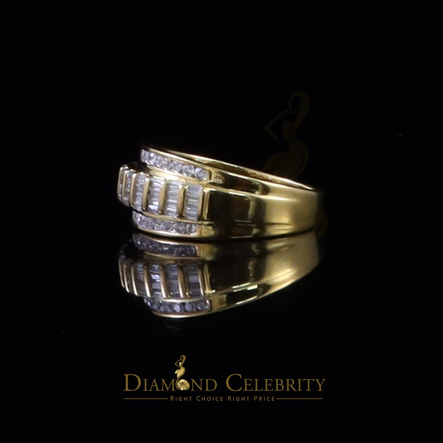 DiamondCelebritees 925 Yellow 1.75ct Cubic Zirconia Silver Men's Adjustable Ring From SZ 9 to 11