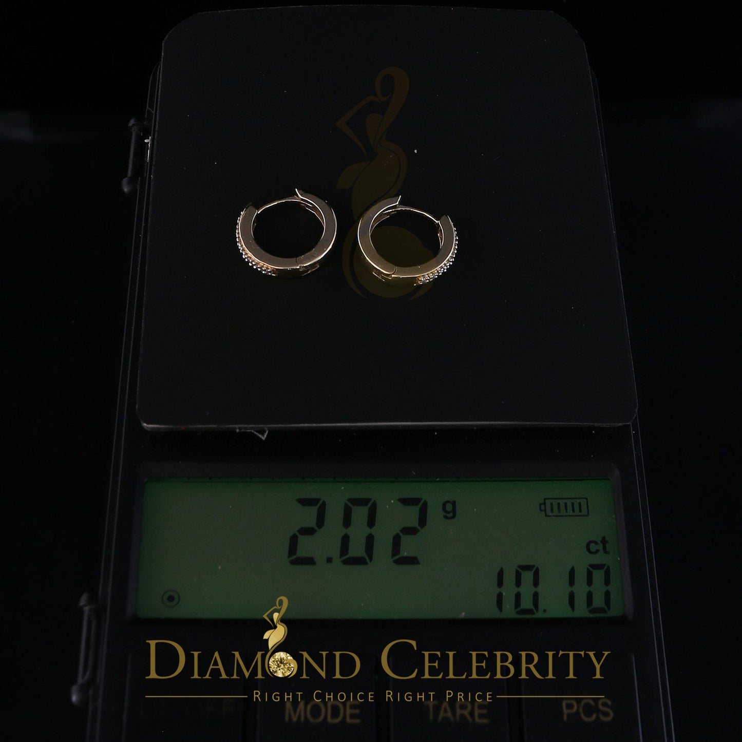 DiamondCelebritees 0.07ct Diamond 925 Sterling Silver Yellow Hoop Stud Earrings For Men's / Women's