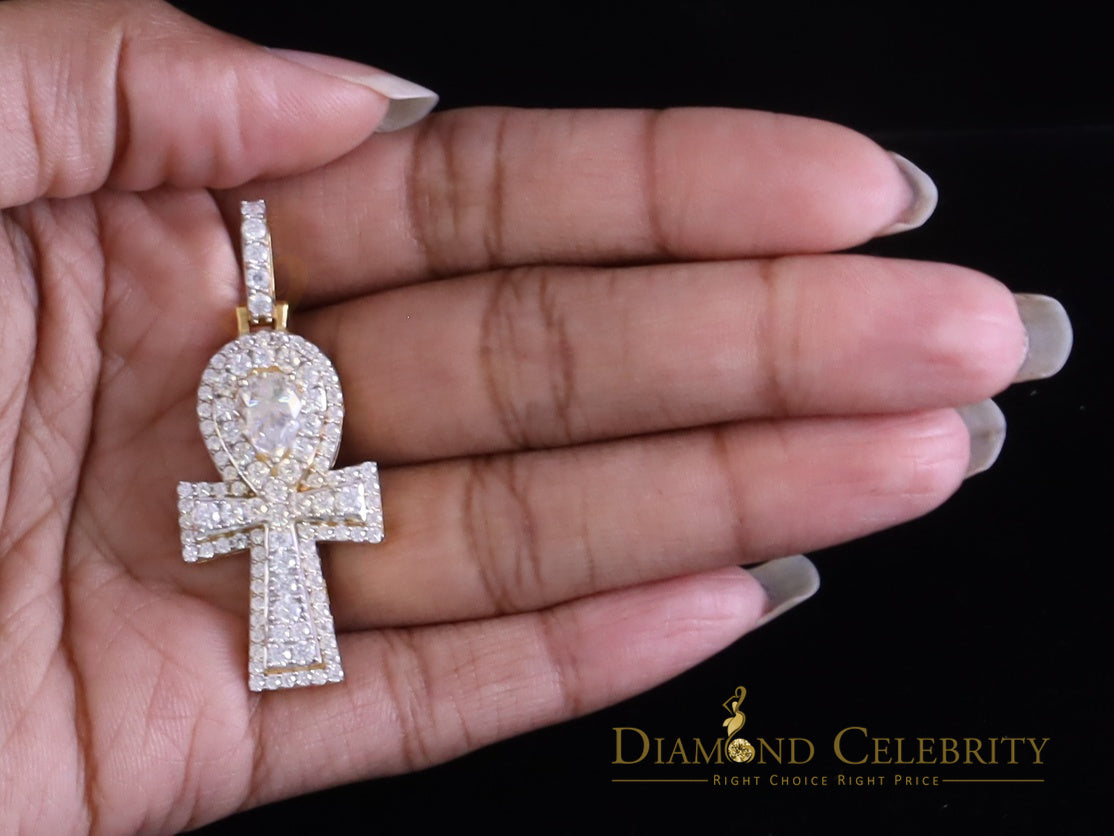 Diamondcelebritees New Ankh Pendant 925 Yellow Silver Sterling 3.50ct VVS D Moissanite Men's/Womens
