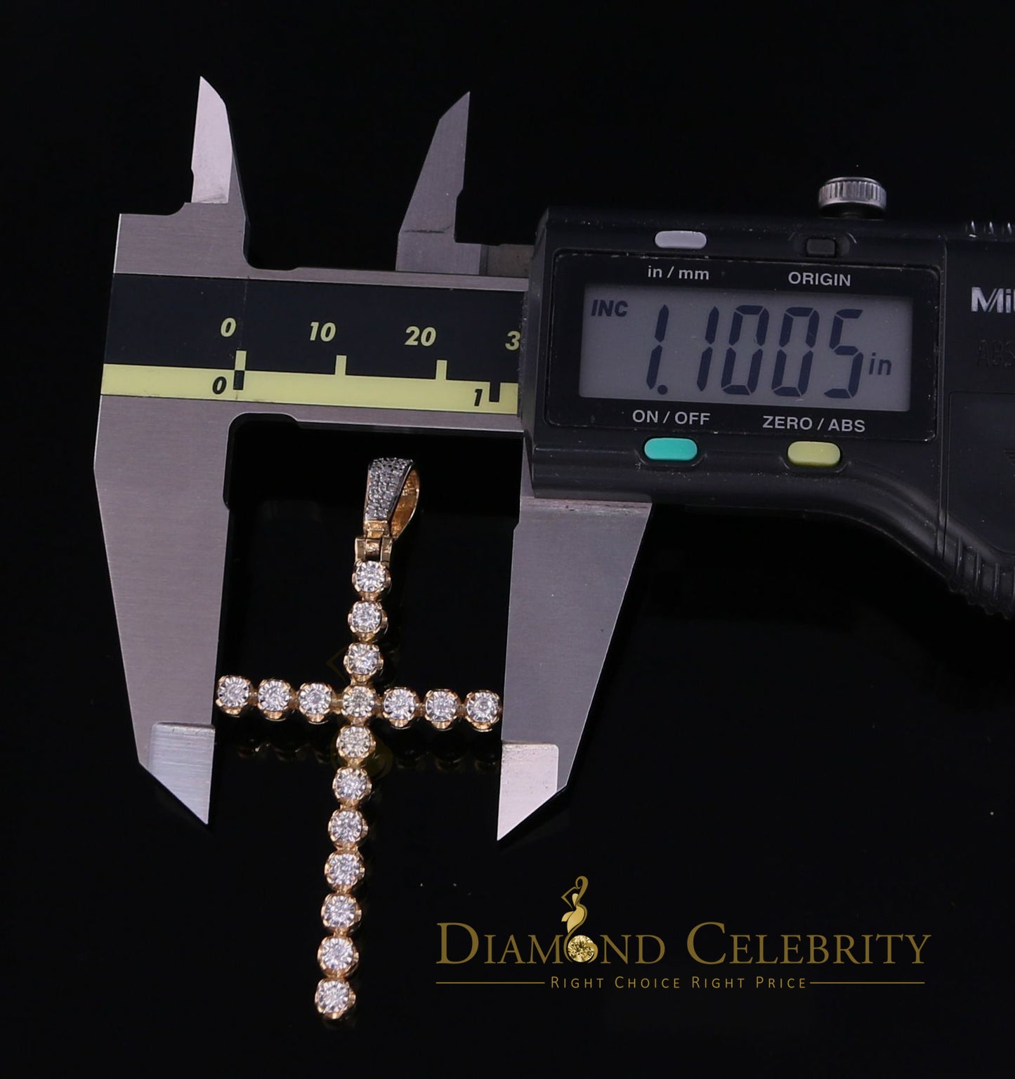 DiamondCelebritees Real 1.0ct Diamond Sterling Silver CROSS Charm Fashion Necklace Yellow Pendant