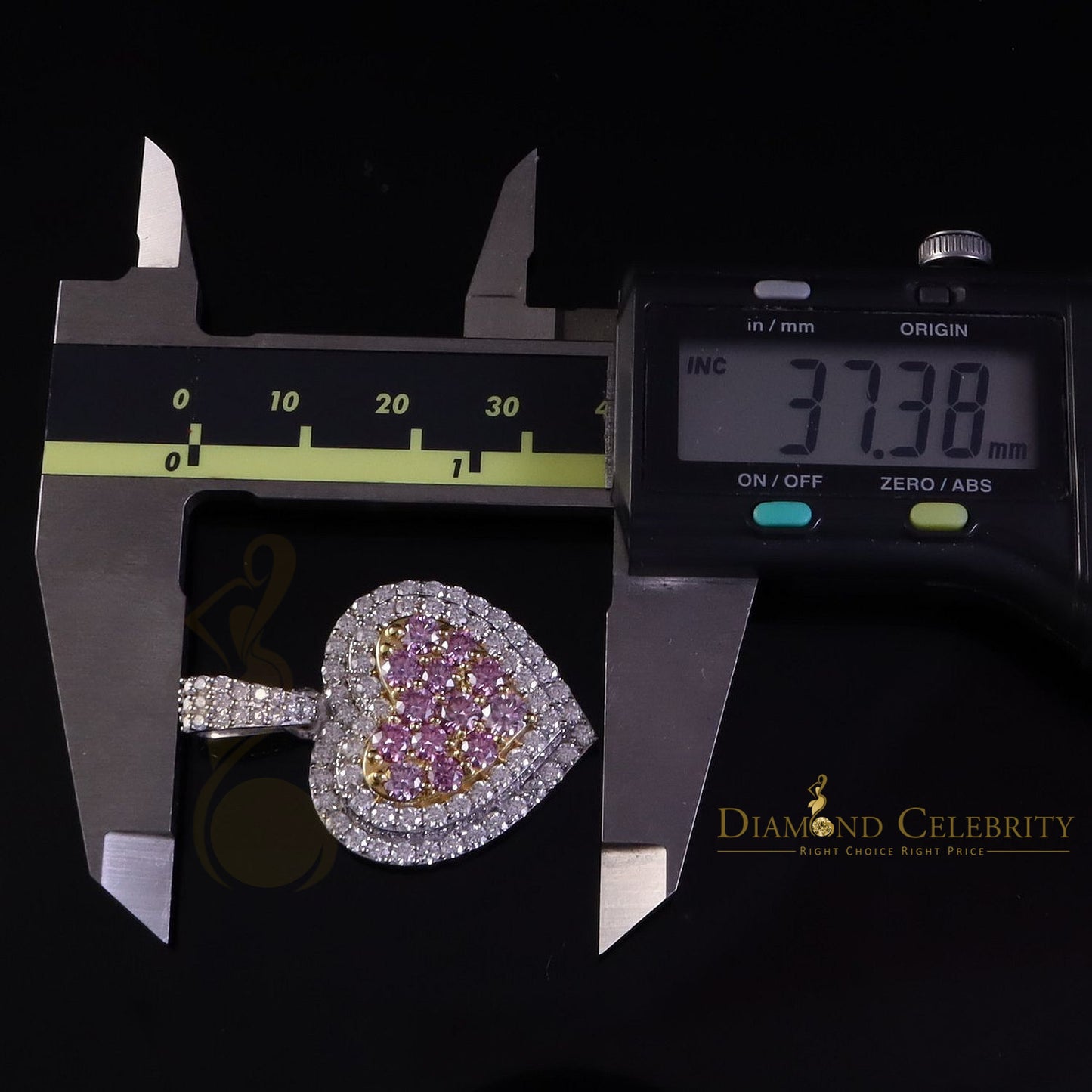 DiamondCelebritees 925 Silver White Women's 11.00 ct VVS'D' Pink Moissanite 3D Double Heart Pendant