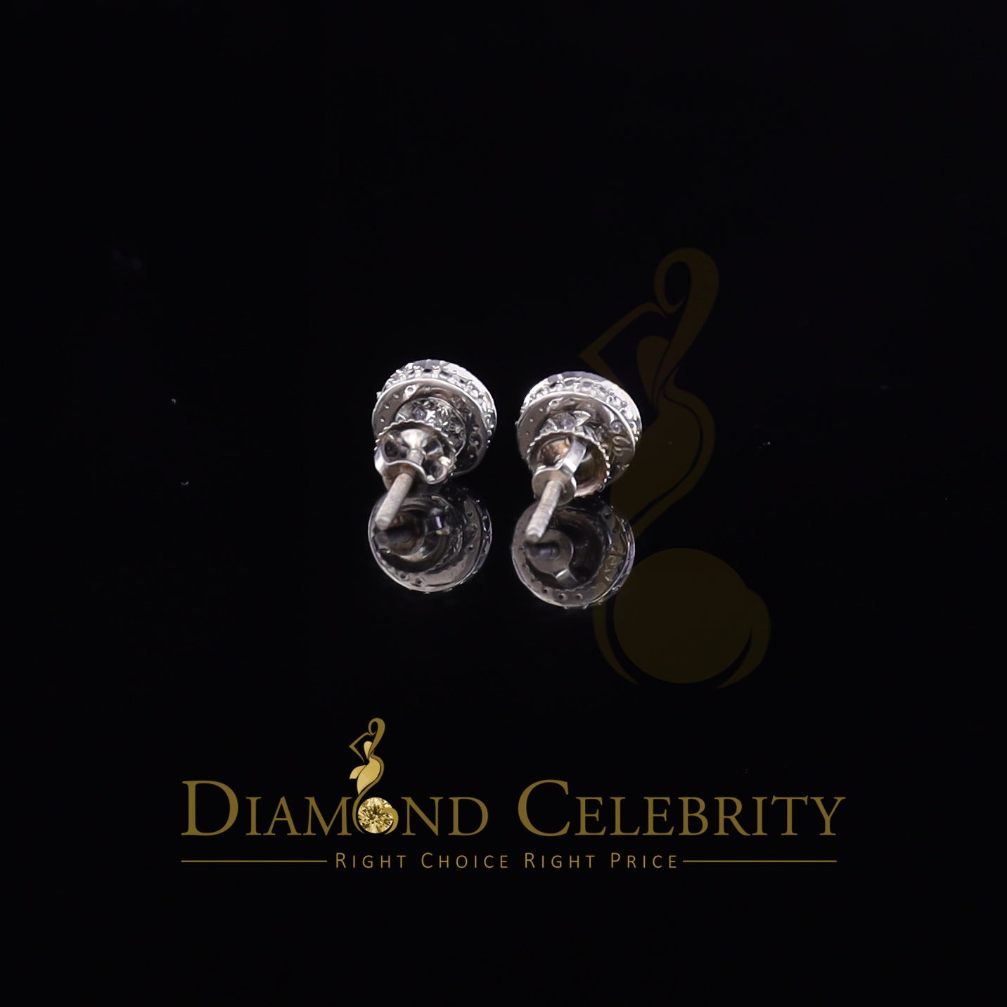 Diamondcelebritees 1.00ct VVS 'D' Moissanite Men's/Womens 925 Silver White Round Stud Earrings