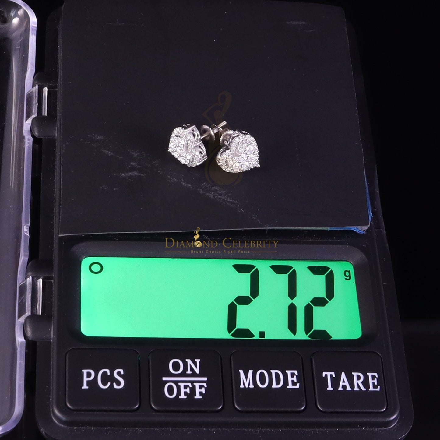 Diamondcelebritees Men's/Womens 925 Silver White 1.00ct VVS 'D' Moissanite Heart Stud Earrings