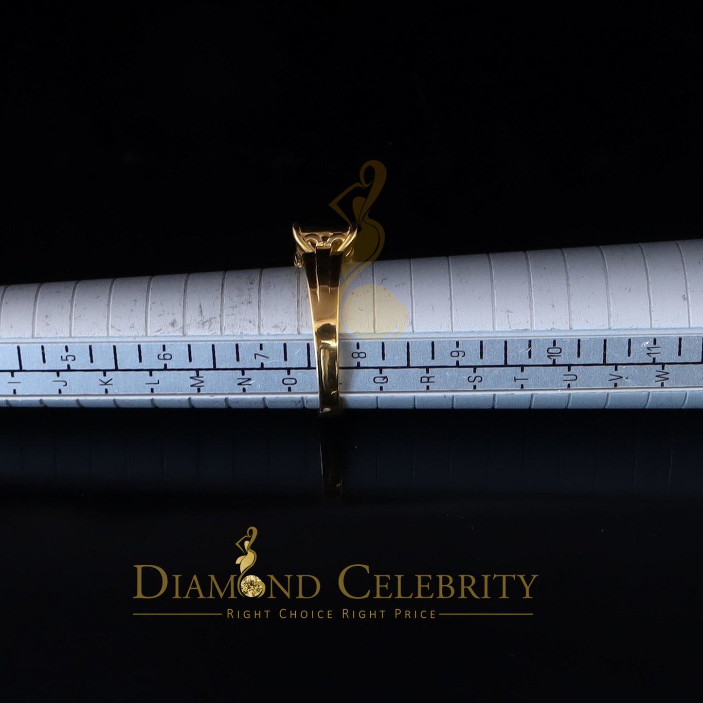 DiamondCelebritees 925 Yellow Silver with Real Diamond 0.33ct Cinderella Engagement Ring Size 7.5