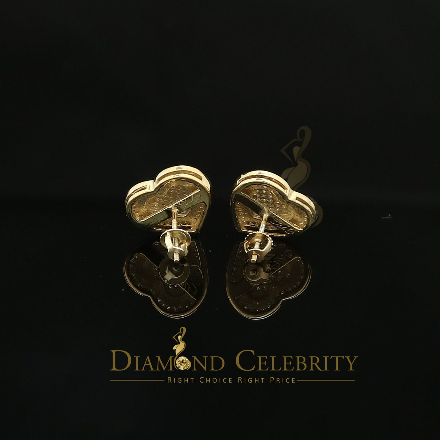 DiamondCelebritees Aretes Para Hombre Heart 925 Yellow Silver 0.30ct Diamond Women's /Men's Earring