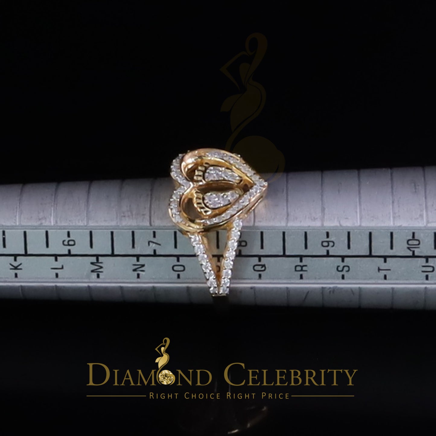 DiamondCelebritees 925 Moissanite Mom Yellow Heart Child feet 1.00ct VVS D Silver Ring Size 8 Women