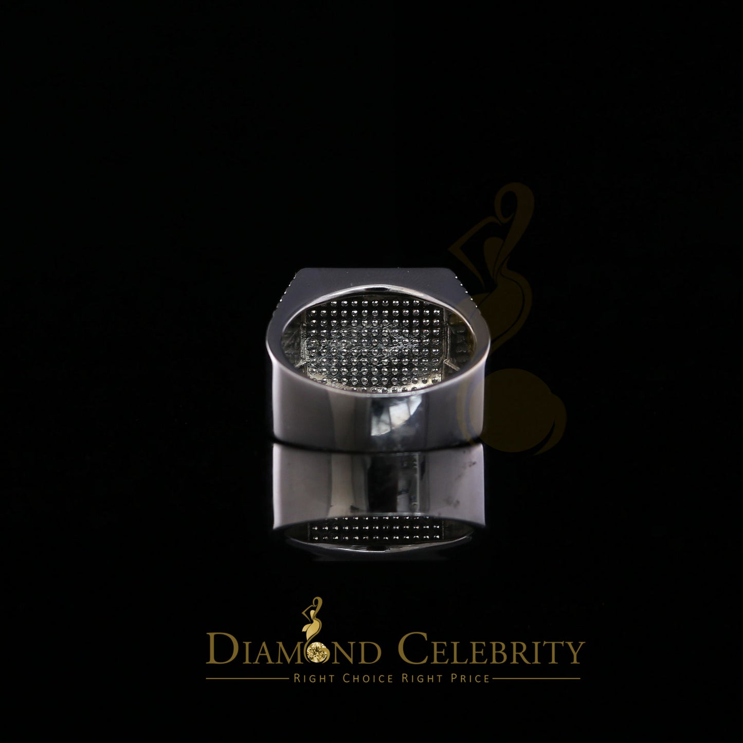 DiamondCelebritees 925 Silver White 1.70ct Cubic Zirconia Wide Square Cocktail Men's Ring Size 10