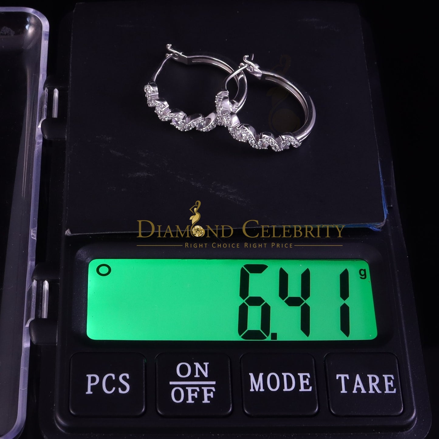 DiamondCelebritees 1.25ct Cubic Zirconia Men'sHip Hop 925 Sterling Silver White Hoop Stud Earrings