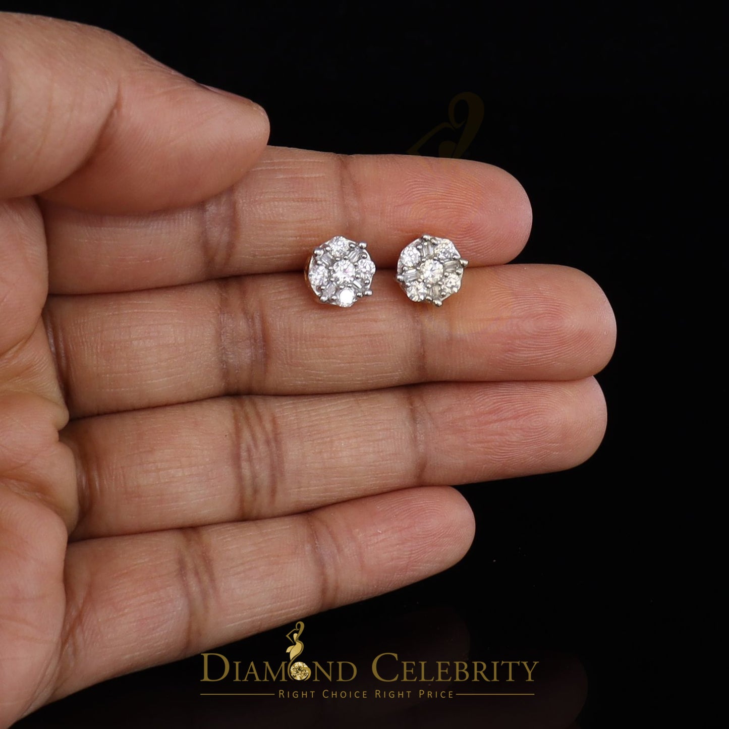 DiamondCelebritees 925 Yellow 1.96ct Sterling Silver Cubic Zirconia Women's Hip Hop Round Earrings