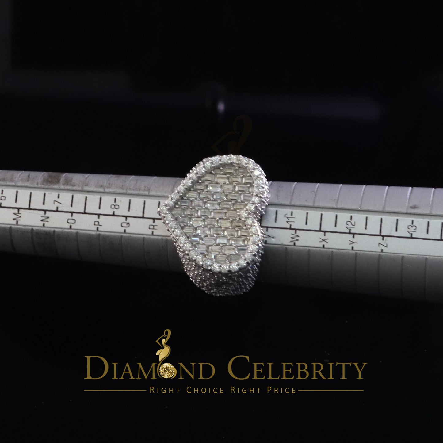 DiamondCelebritees Men's Heart Rings Size 10 White 925 Silver 7.00ct VVS 'D' Moissanite Stone