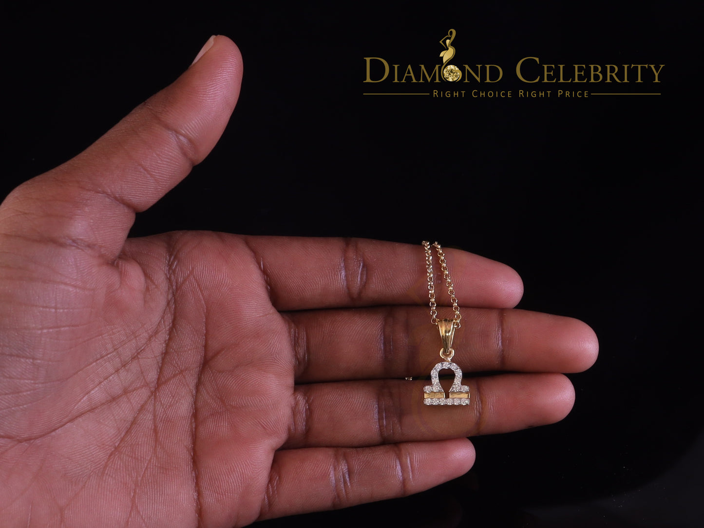 DiamondCelebritees 0.43ct Cubic Zirconia Yellow Silver LIBRA OCTOBER Month Men's & Women's Pendant