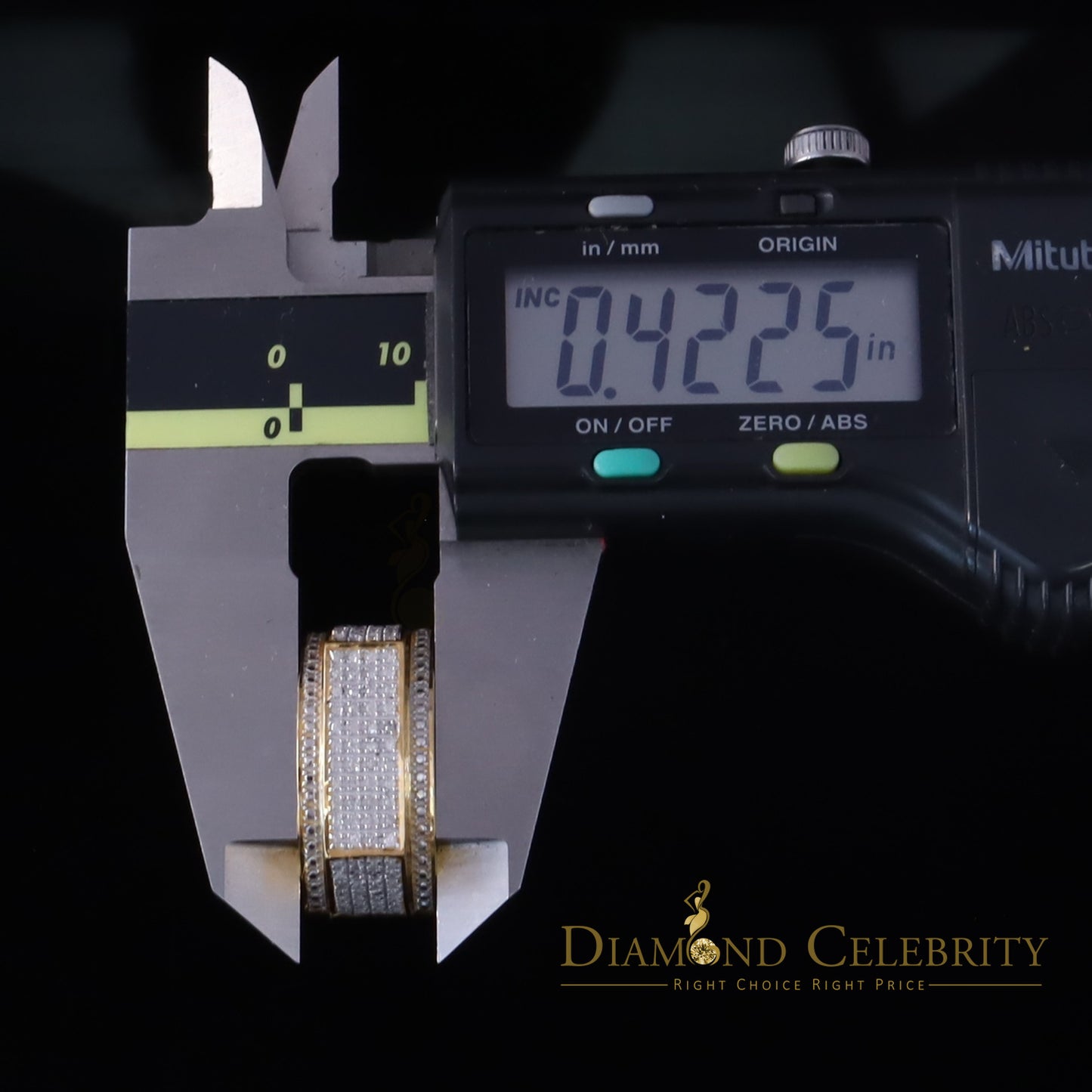 DiamondCelebritees Trendy Micro 0.33ct Real Diamond Men's 925 Silver Yellow Band Style Ring Sz 10