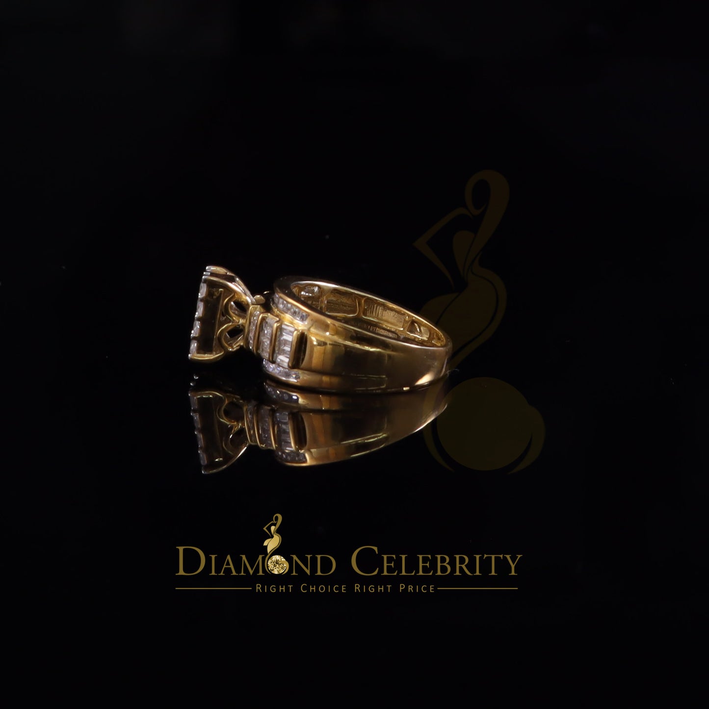 DiamondCelebritees 925 Yellow Sterling Silver Cubic Zirconia 2.80ct CinderellaWomens Ring Size 7