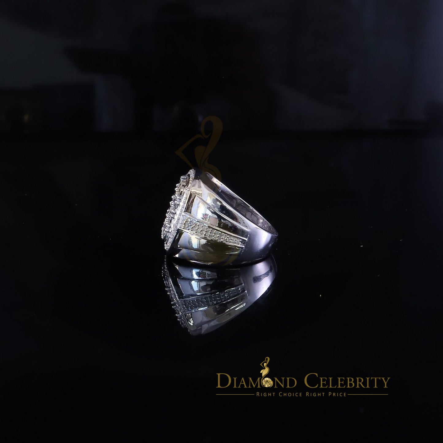 DiamondCelebritees Trendy Big Mirage set Real Diamond 0.50ct White Silver Square Mens Ring Size 10