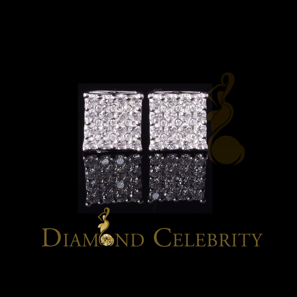 Diamondcelebritees Men's/Womens 925 Silver White 1.00ct VVS 'D' Moissanite Square Stud Earrings