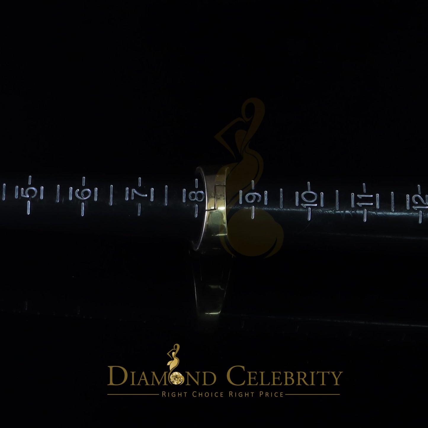 DiamondCelebritees Yellow Silver Rhodium Plated CZ 1.40ct Wide Band Men Adjustable Ring SZ 8 to 10