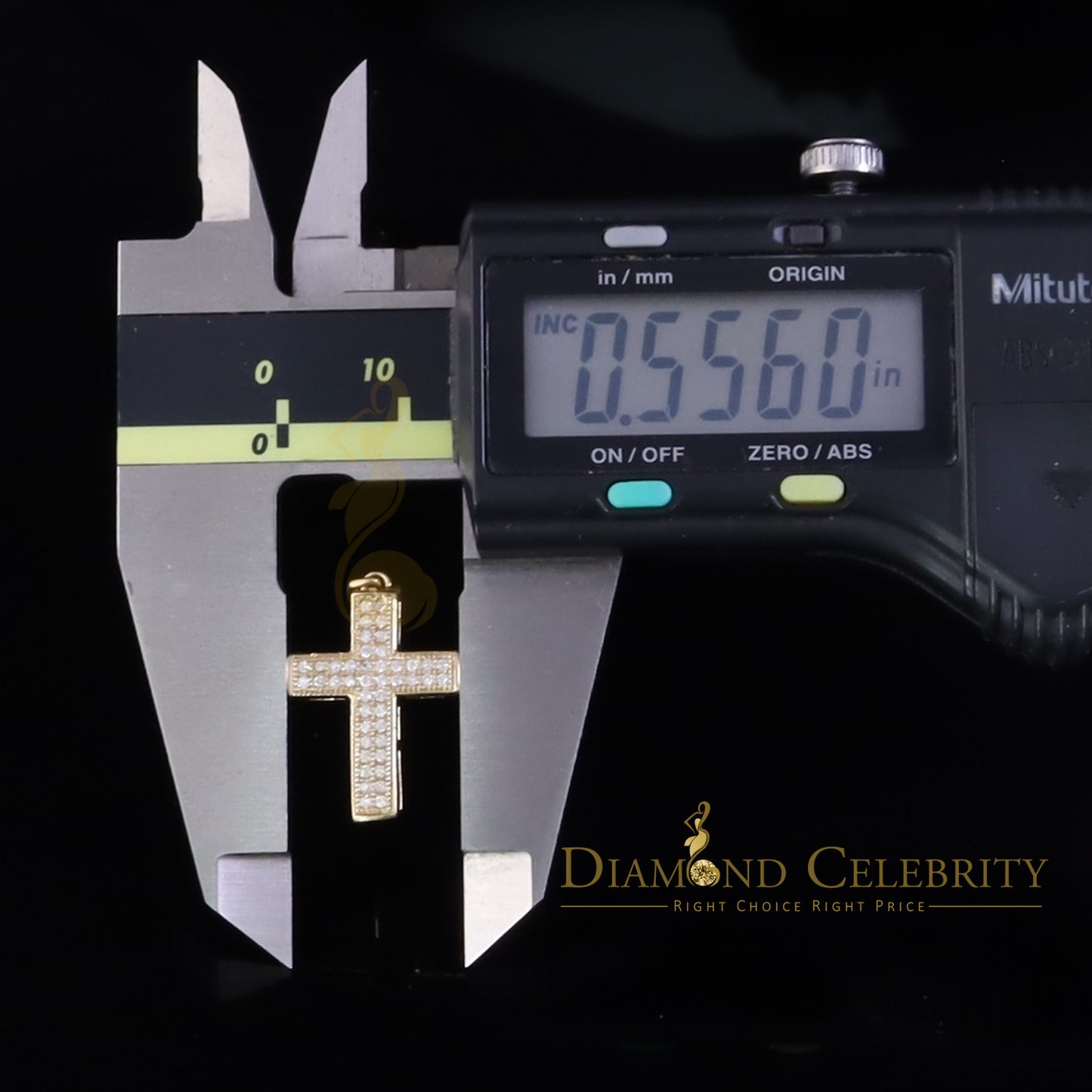 DiamondCelebritees Yellow 925 Sterling Silver Cross Shape Pendant with 0.44ct Cubic Zirconia Stone