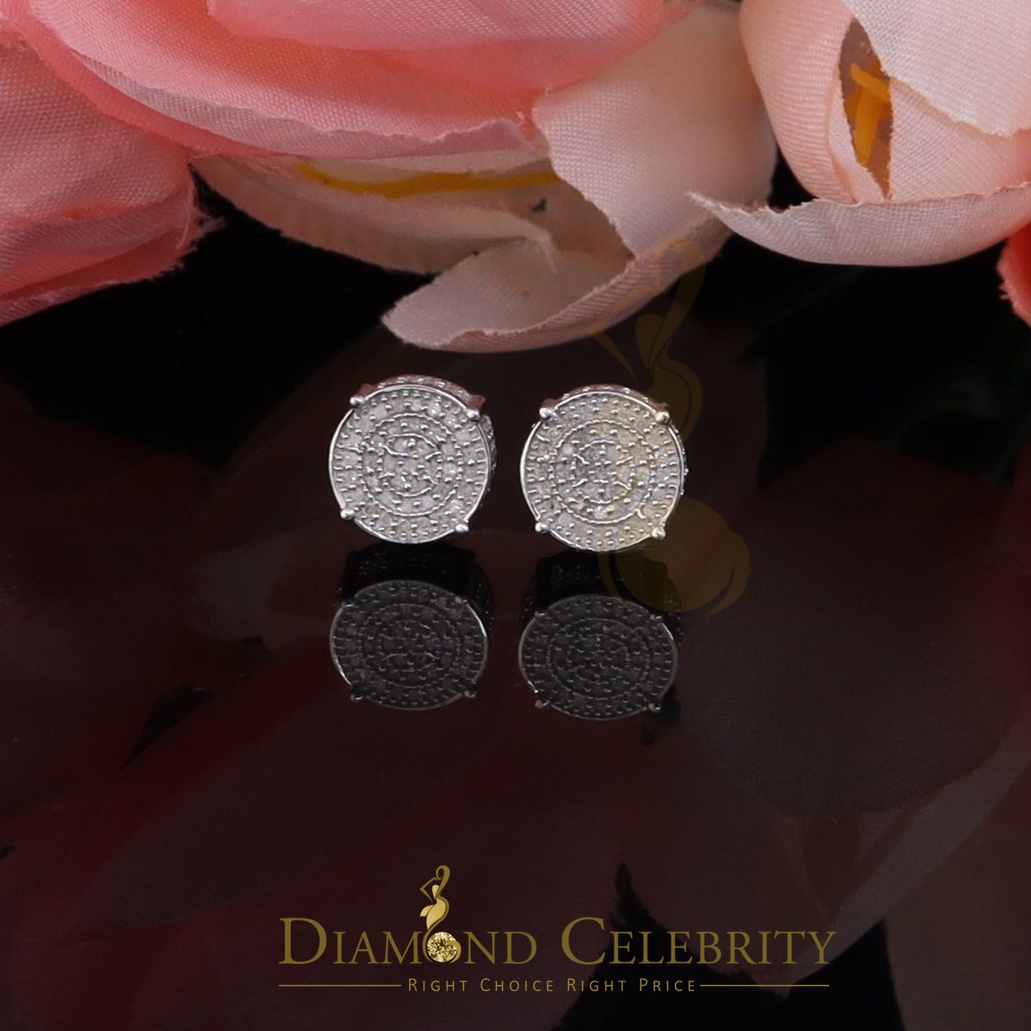 DiamondCelebritees 925 Sterling Silver White Hip Hop 0.40ct Diamond Men's/ Women's Stud Earrings