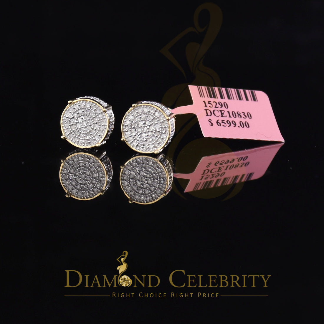 DiamondCelebritees 925 Sterling Silver Yellow Hip Hop 0.40ct Diamond Men's/ Women's Stud Earrings