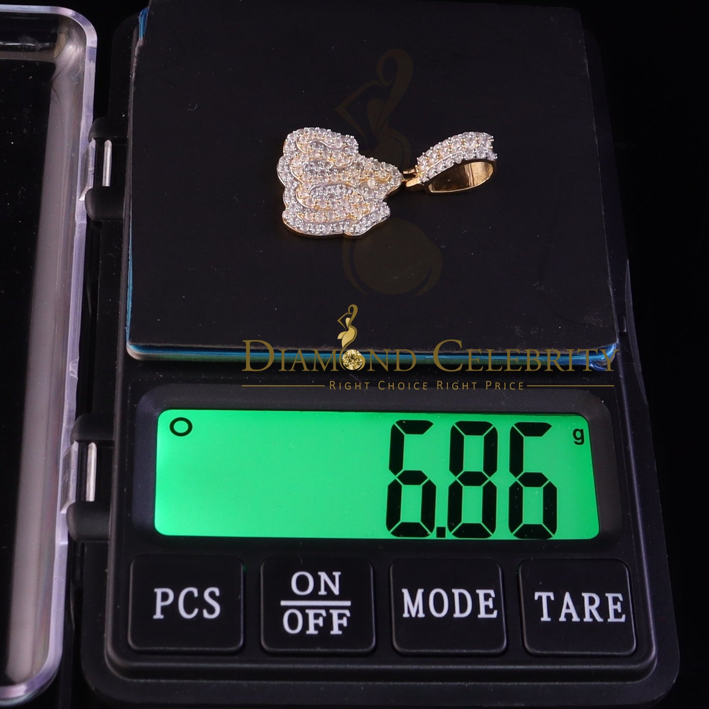 DiamondCelebritees 925 Sterling Yellow Silver Special Offer@ ALLAH Pendant 3.14ct Cubic Zirconia