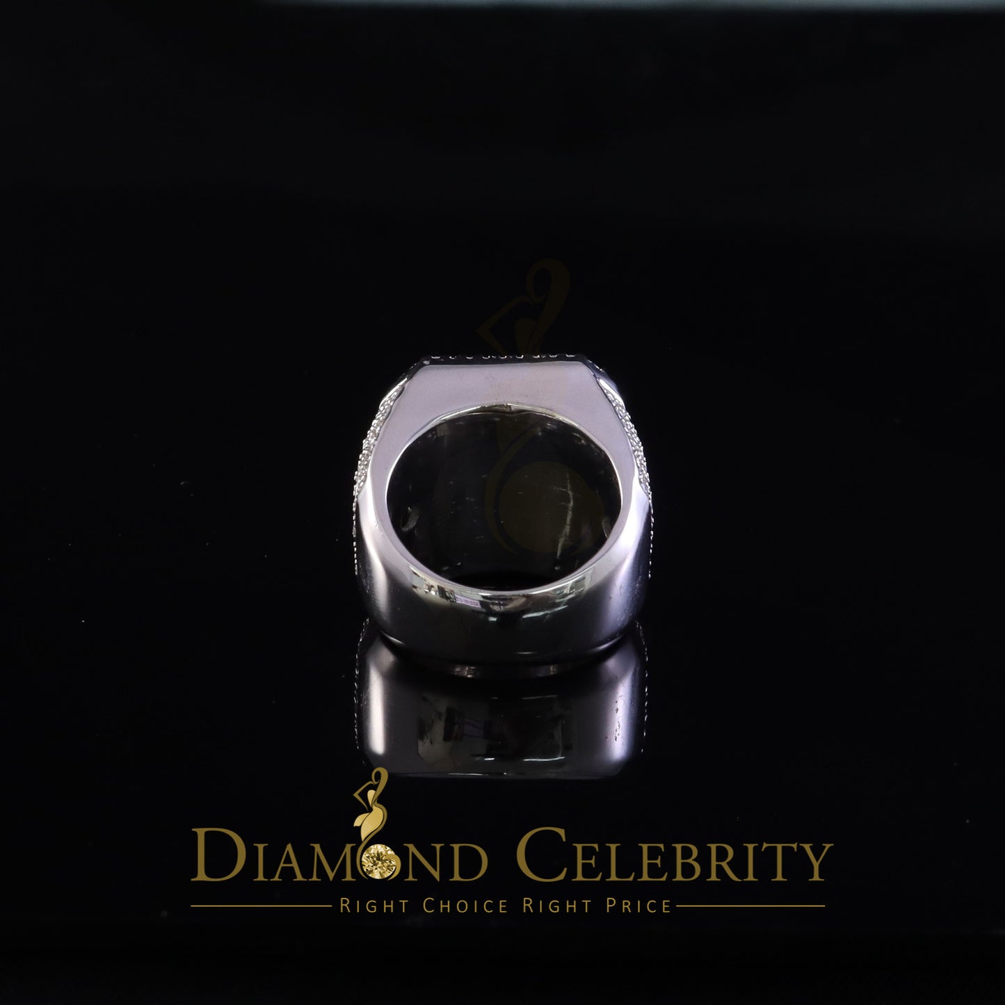 DiamondCelebritees Men's 925 White Silver 6.50ct VVS 'D' Moissanite Stone Square Rings Size 10